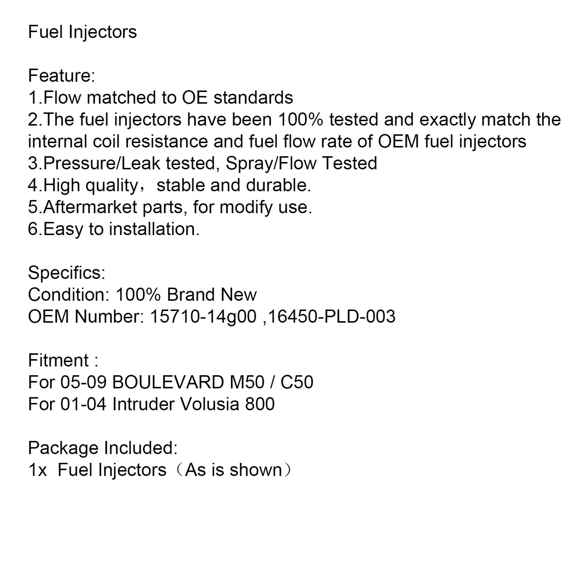 Suzuki BOULEVARD M50 / C50 15710-14g00 16450-PLD-003 Fuel Injectors