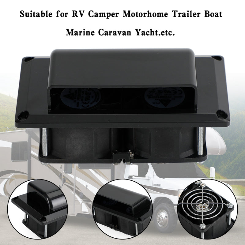 RV Boat Caravan 12V Side Air Cooling Blower Fan Vent Exhaust Ventilation Black