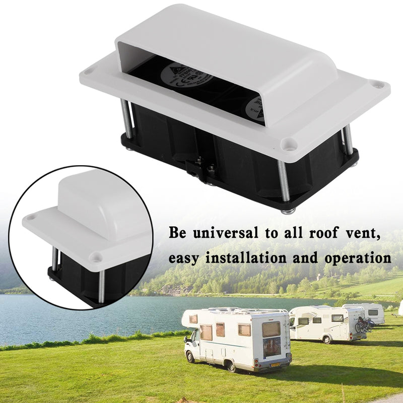 RV Boat Caravan 12V Side Air Cooling Blower Fan Vent Exhaust Ventilation White