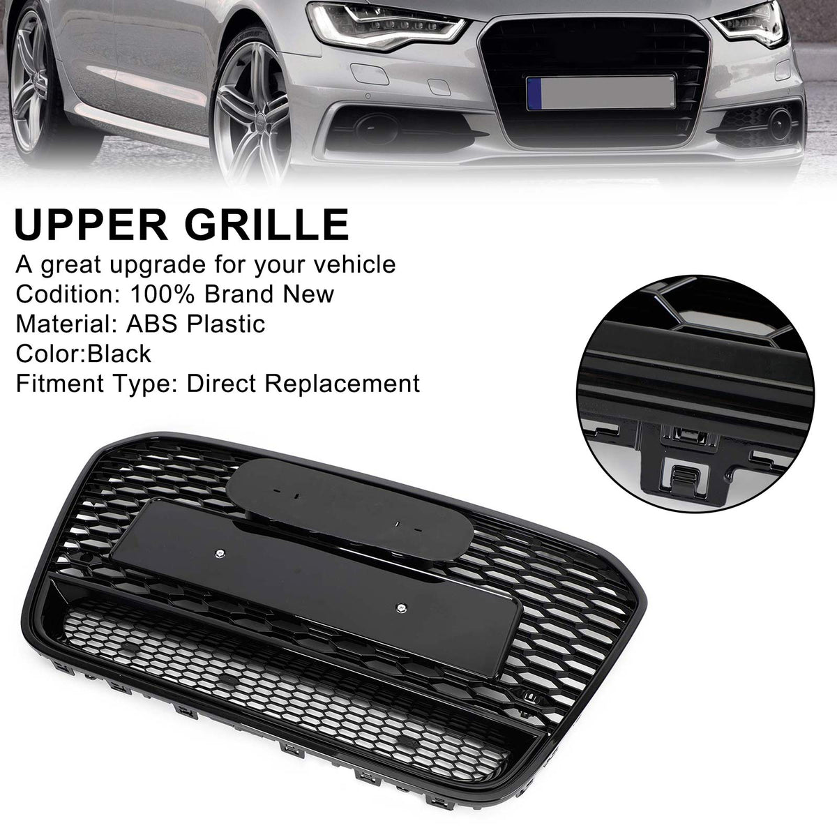 2012-2015 Audi A6 S6 C7 RS6 Style Front Mesh Honeycomb Grille Grill