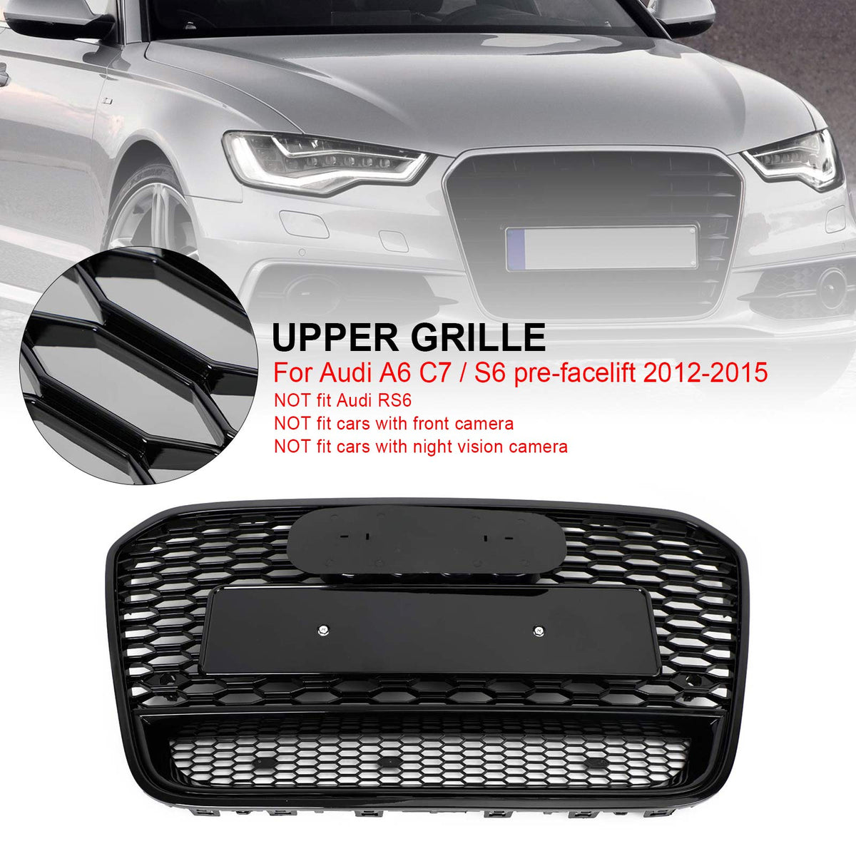 2012-2015 Audi A6 S6 C7 RS6 Style Front Mesh Honeycomb Grille Grill