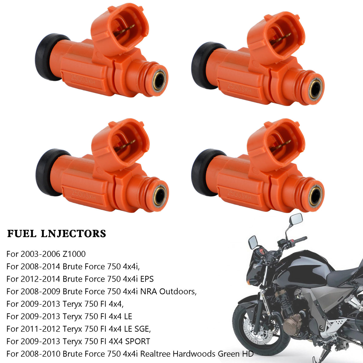 Kawasaki 2003-2014 Teryx Brute Force 750 Z1000 49033-1060 4PCS Fuel Injectors