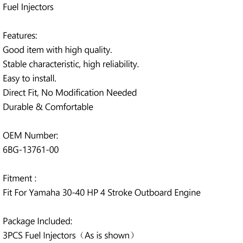 Yamaha Outboard Motor F 30HP 40HP 4 Stroke 6BG-13761-00 3PCS Fuel Injectors