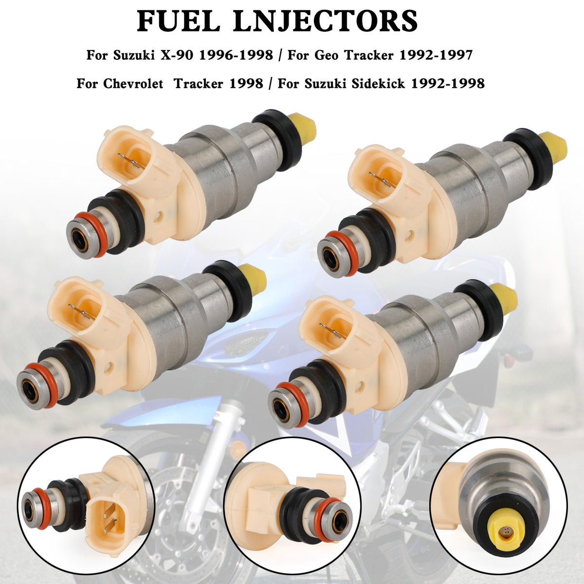 Suzuki Sidekick Tracker X-90 1.6L INP-470 4PCS 15710-58B00 Fuel Injectors Fit