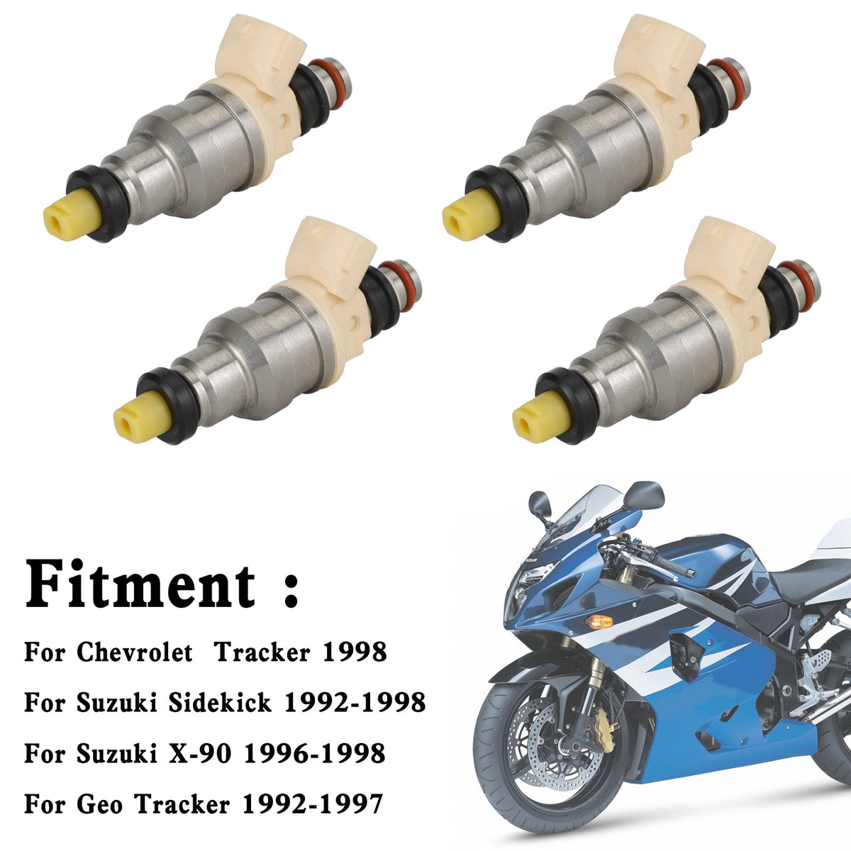 Suzuki Sidekick Tracker X-90 1.6L INP-470 4PCS 15710-58B00 Fuel Injectors Fit