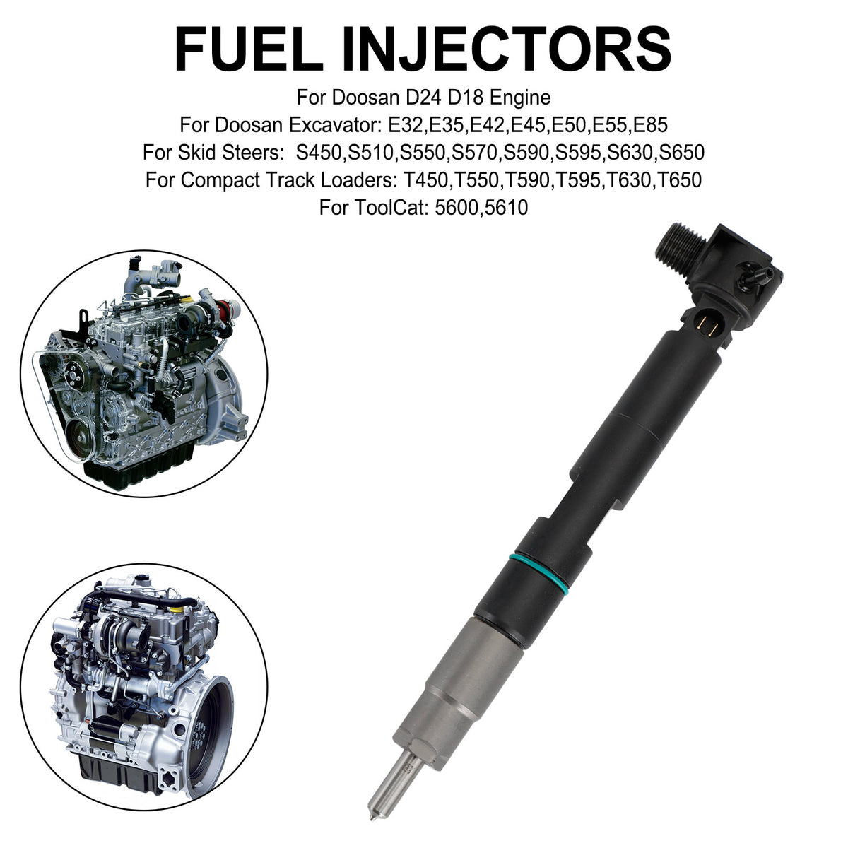 Bobcat fit Doosan D24 D18 Engine 28337917 1PCS Fuel Injectors 400903-00074D
