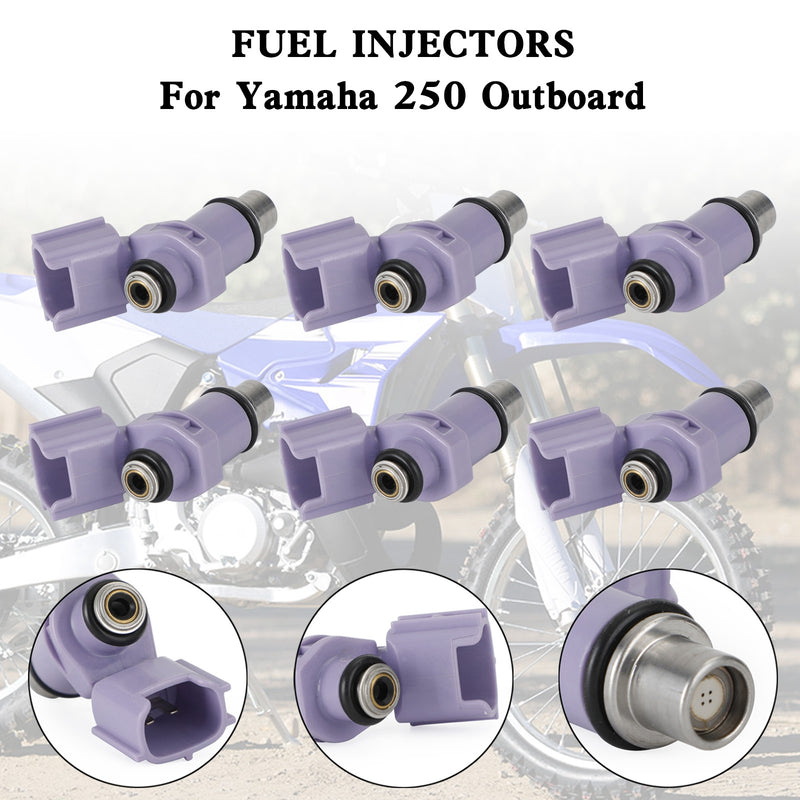 Yamaha 250 Outboard 6PCS Fuel Injectors 6P2-13761-10-00 Fit
