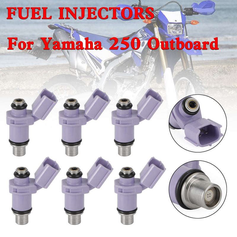 Yamaha 250 Outboard 6PCS Fuel Injectors 6P2-13761-10-00 Fit