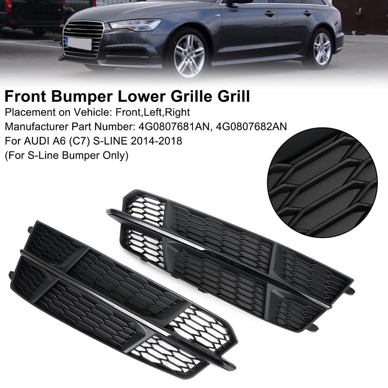 2016-2018  Audi A6 C7 S-Line Matt Black Front Bumper Lower Grill 4G0807681AN 4G0807682AN
