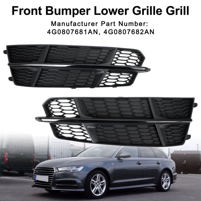 Audi A6 C7 S-Line 2016-2018 Matt Black Front Bumper Lower Grill 4G0807681AN 4G0807682AN
