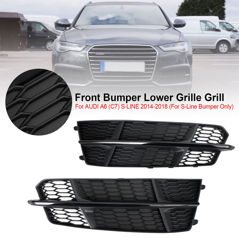 Audi A6 C7 S-Line 2016-2018 Matt Black Front Bumper Lower Grill 4G0807681AN 4G0807682AN