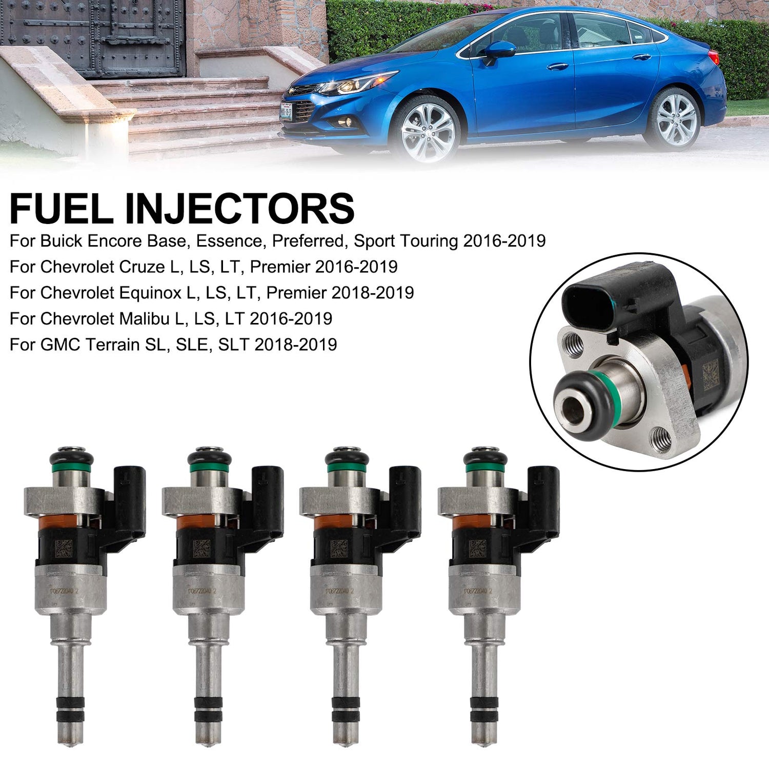 4PCS 55577403 Fuel Injectors Fit GMC 16-19 Fit Chevry Cruze Malibu 1.4L 1.5L L4