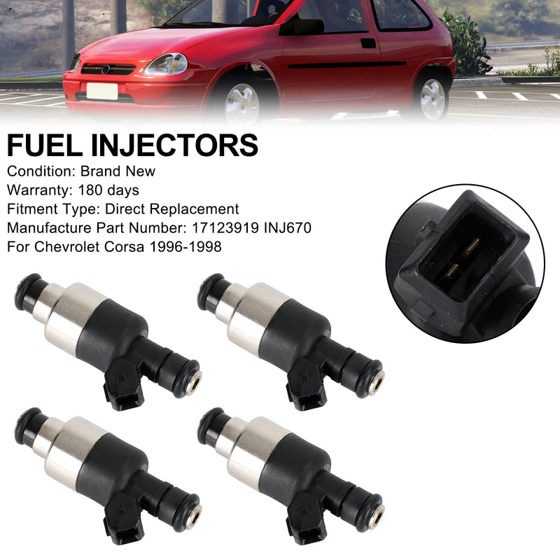 Chevrolet Corsa 1996-1998 INJ670 4PCS Fuel Injector 17123919