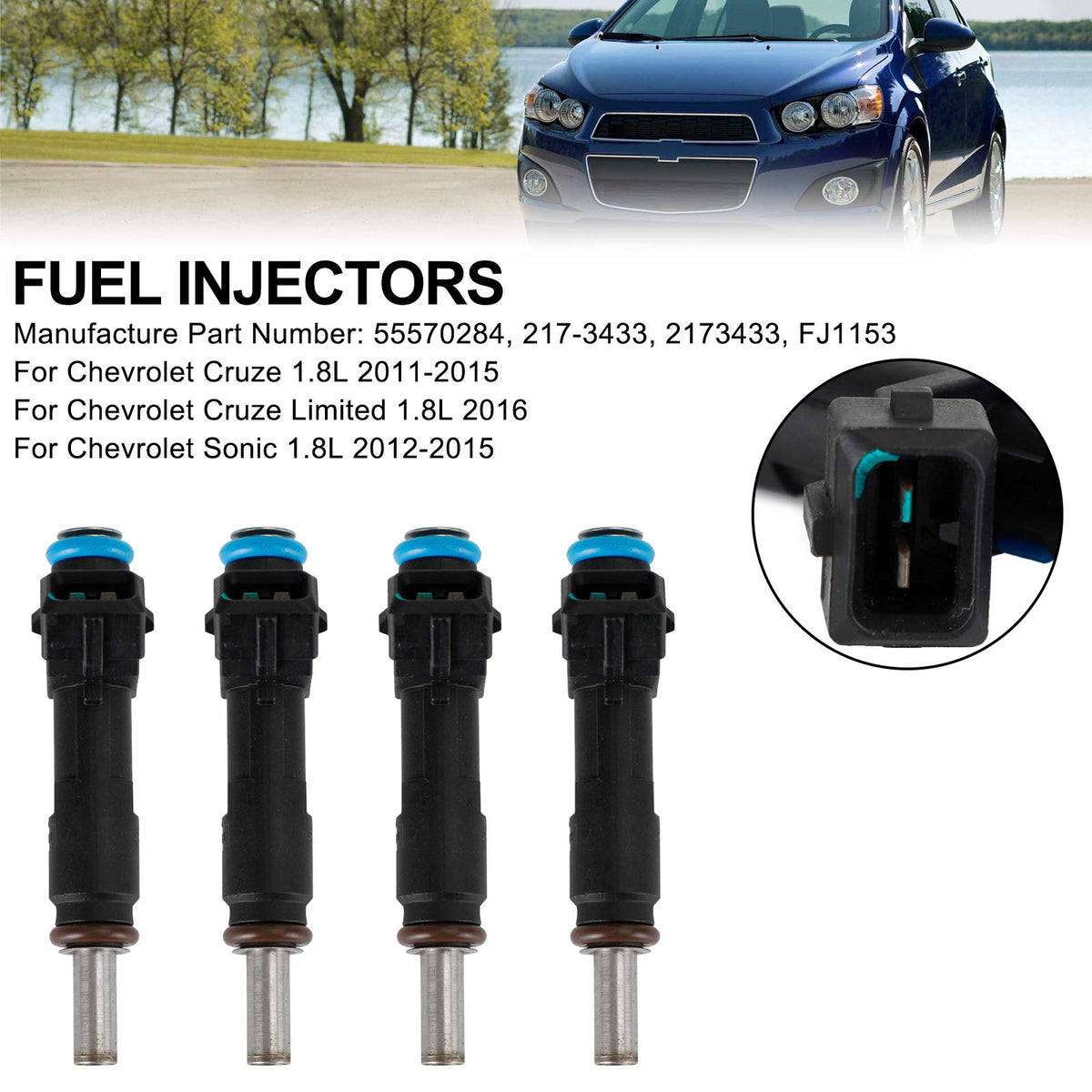 Chevrolet Cruze Sonic 1.8L 2011-2015 217-3433 4PCS Fuel Injectors 55570284