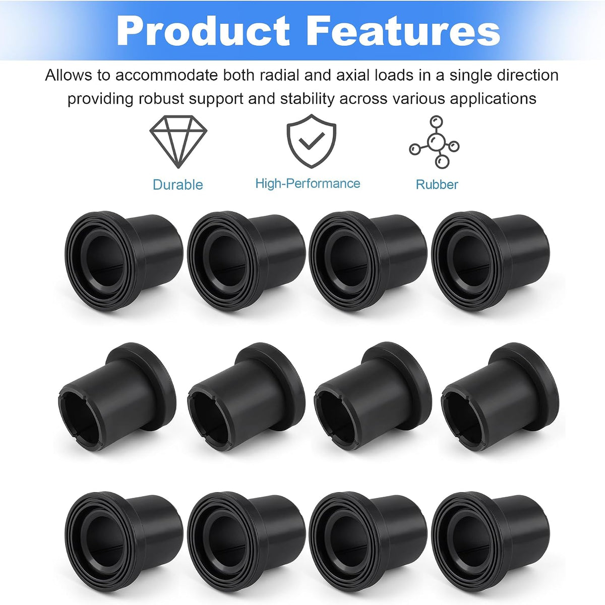 Suspension A-Arm Bushings M158746 AM158746 for John Deere Gator Set of 12, Fits XUV 625i 825i 855D 4x4 5E 6E 6D Series Utility Tractors