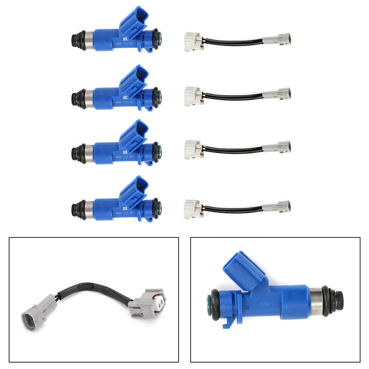 Honda Civic Fit Acura RSX W/Adapters 410CC 4PCS Fuel Injectors 16450RWCA01