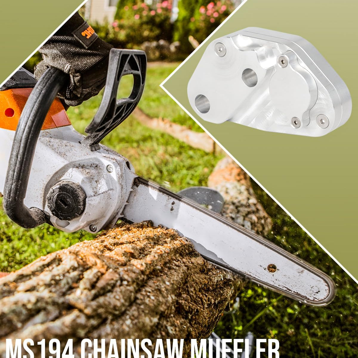 Performance Muffler for Stihl MS194T & MS193 Chainsaws Replaces OEM 1137-140-0609, Fits for Stihl MS194T & MS193, CNC Aluminum, Spark Arrestor Included