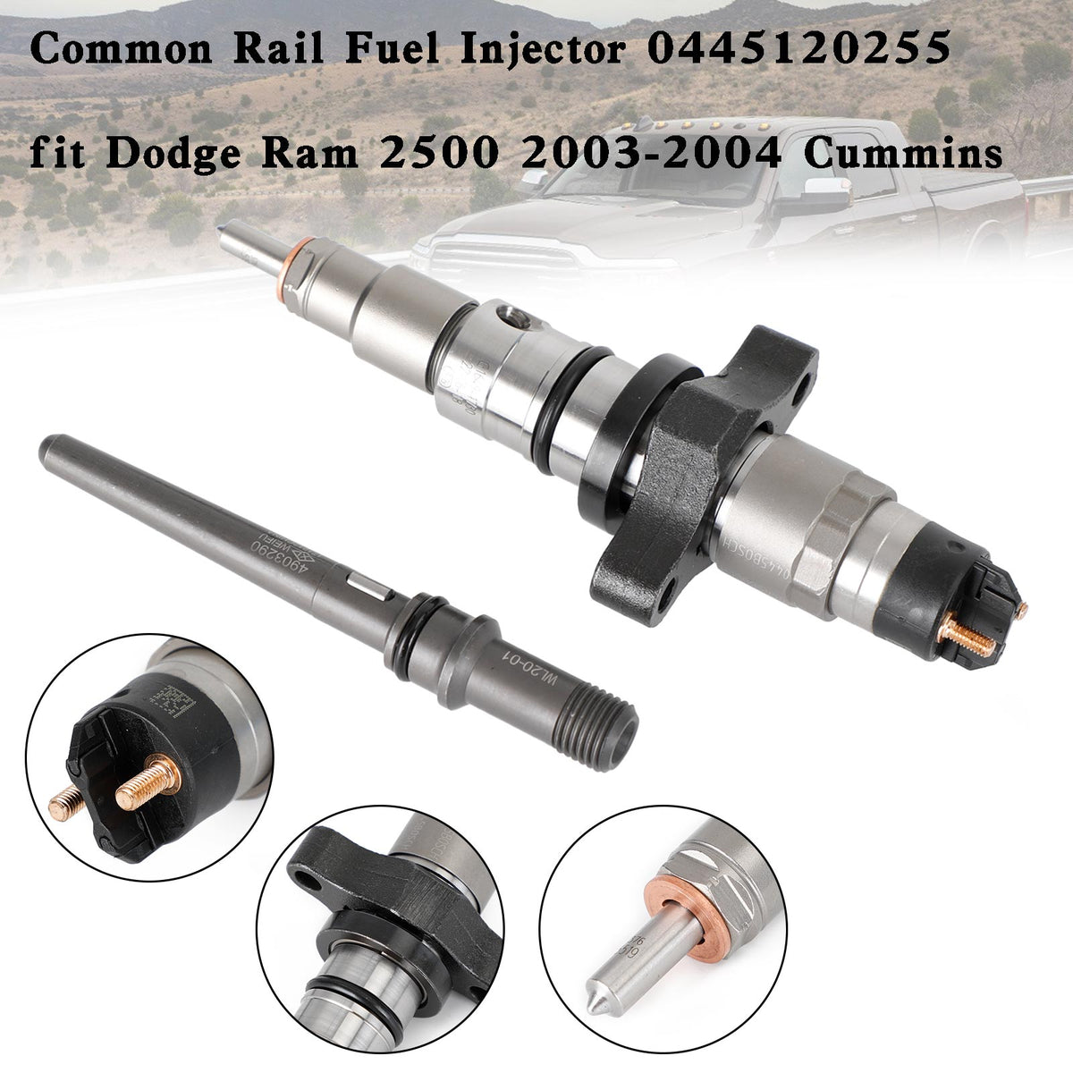 Dodge Ram 2500 2003-2004 Cummins 1PCS Common Rail Fuel Injector 0445120255