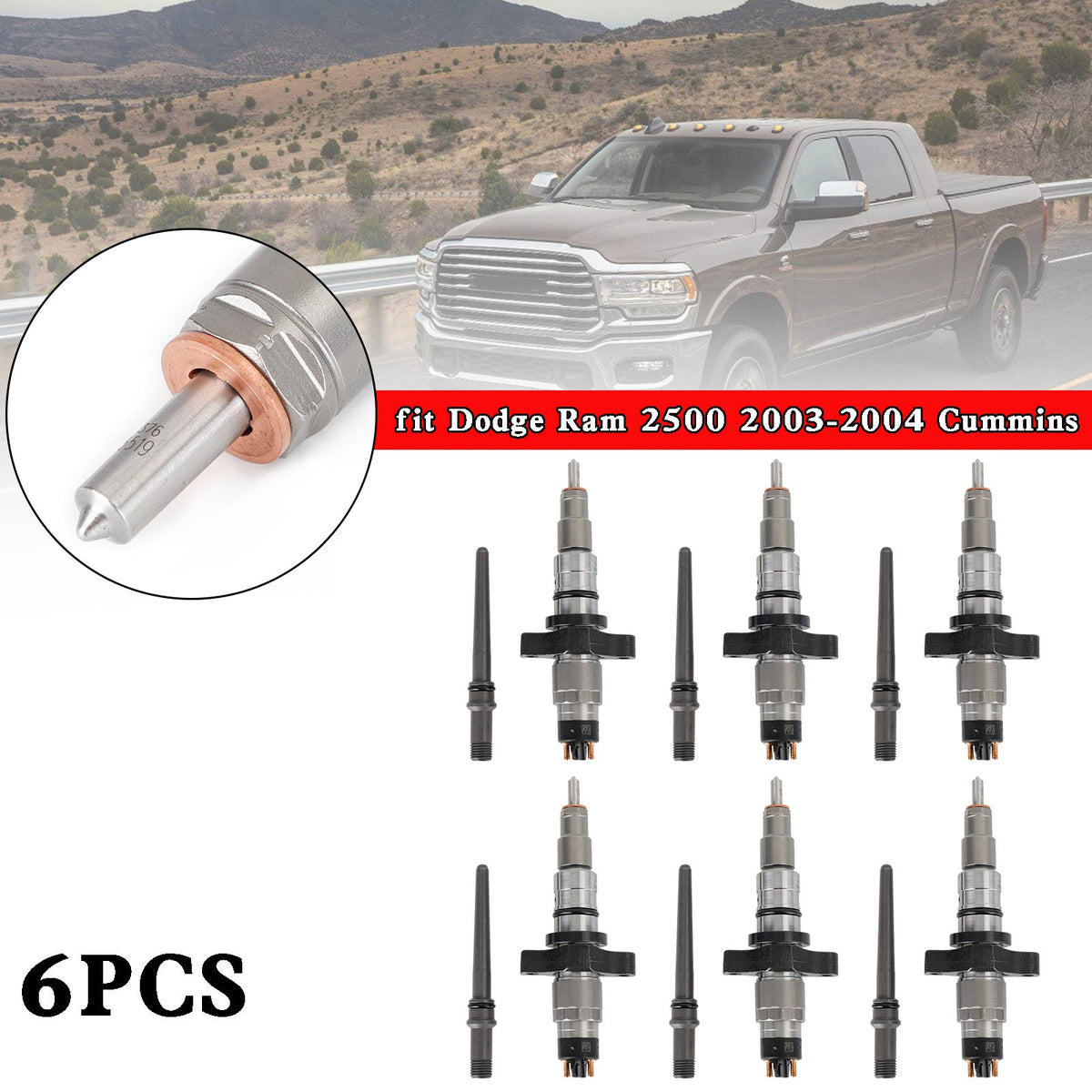 Dodge Ram 2500 2003-2004 Cummins 6PCS Common Rail Fuel Injector 0445120255