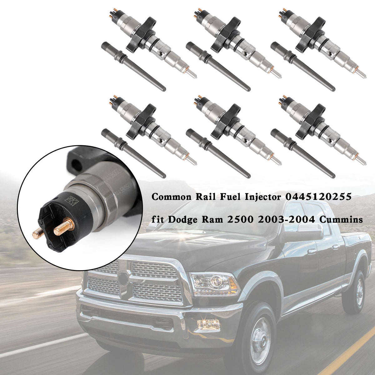 Dodge Ram 2500 2003-2004 Cummins 6PCS Common Rail Fuel Injector 0445120255