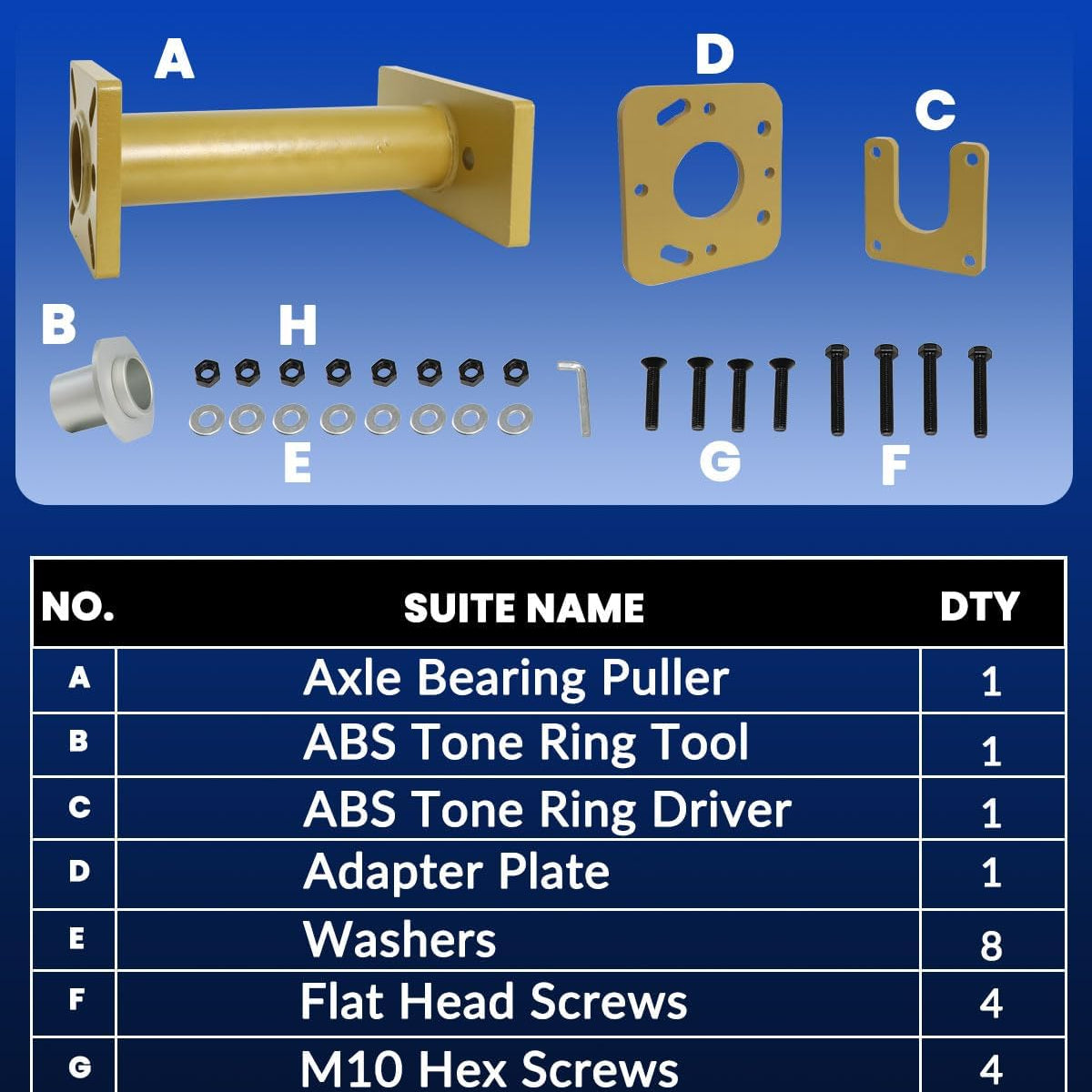 DPTOOL Rear Axle Bearing Puller Removal Install Tool Kit for Toyota for 4Runner 1995-2009, for Tacoma 1995-2004, for Hilux 2004-2012, for T100 1995-1998, for Tundra 2000-2006