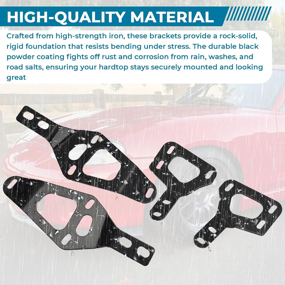 Hardtop Mount Bracket Kit for 1990-2005 Mazda MX-5 Miata NA NB 6-Point Mounting Design, Black Finish, Installation Hardware Included