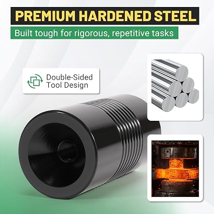Door Frame Dimpling Tool Kit for Hollow Metal Door, Hardened Steel Double-Sided Flush Fastener Recess Tool with Allen Screws, Impact Driver and Wrench
