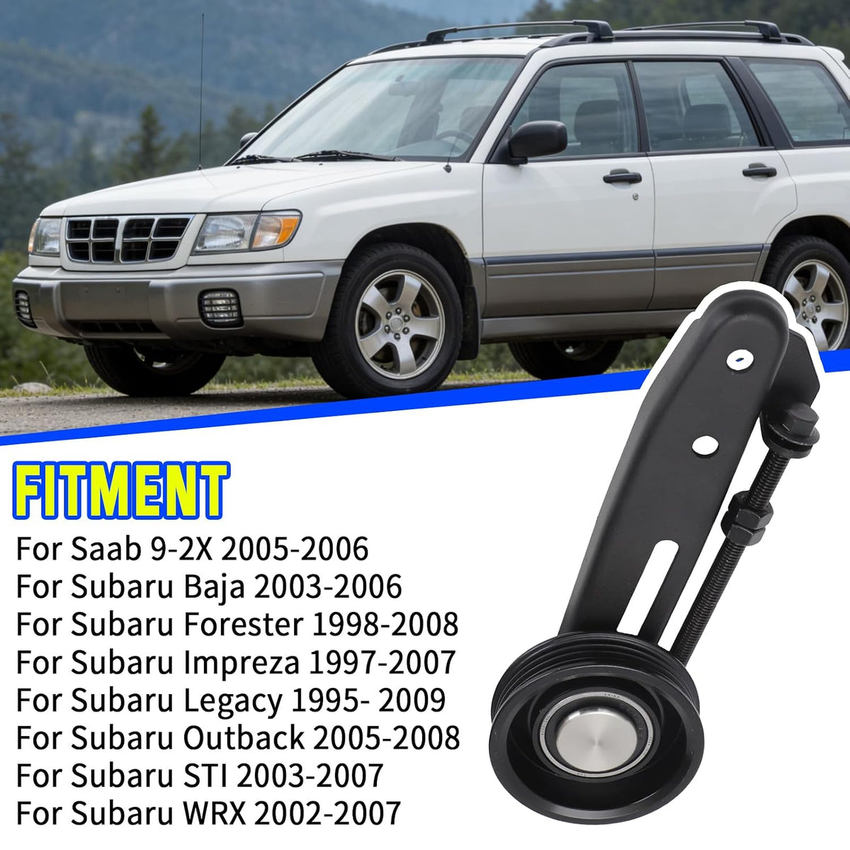 Drive Belt Idler Pulley Bracket Tensioner for 1995-2009 Subaru