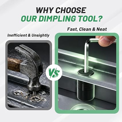Door Frame Dimpling Tool Kit for Hollow Metal Door, Hardened Steel Double-Sided Flush Fastener Recess Tool with Allen Screws, Impact Driver and Wrench