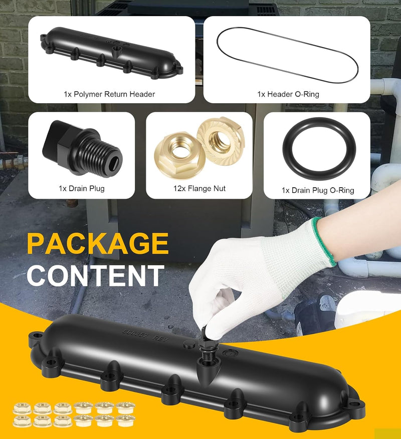 Replacement Return Header Fit for Raypak 206A - 407A with Seal and Flange Nut Kit for Raypak Pool Heaters 206A 266A 336A 406A 407A, Replace for 015095F