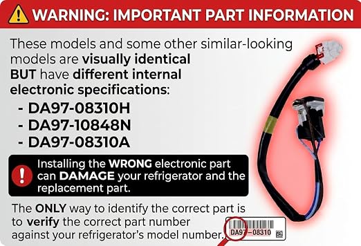 DA97-10848N for Samsung Compressor Start Relay and Wire Harness - Compatible Only with Specific Models