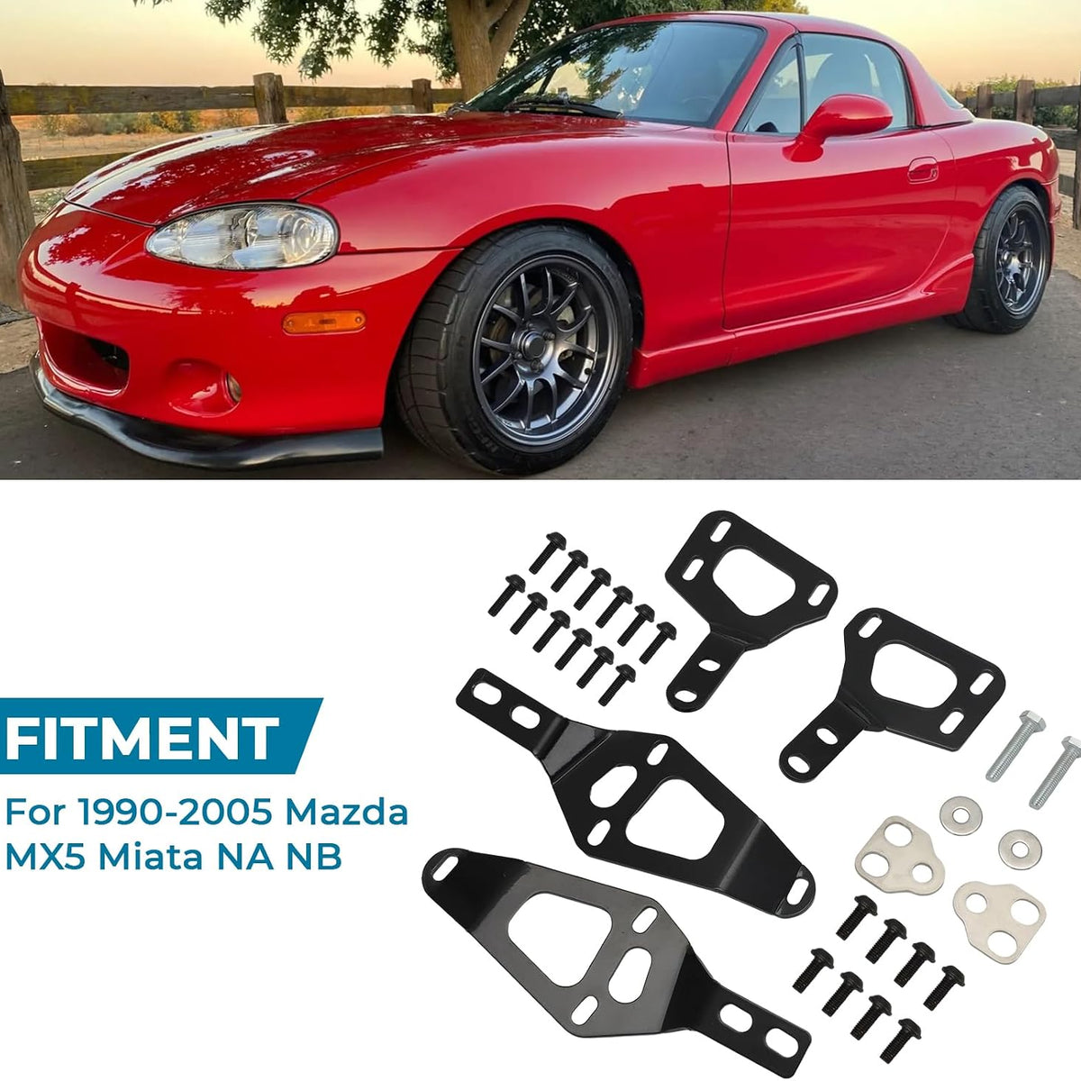 Hardtop Mount Bracket Kit for 1990-2005 Mazda MX-5 Miata NA NB 6-Point Mounting Design, Black Finish, Installation Hardware Included