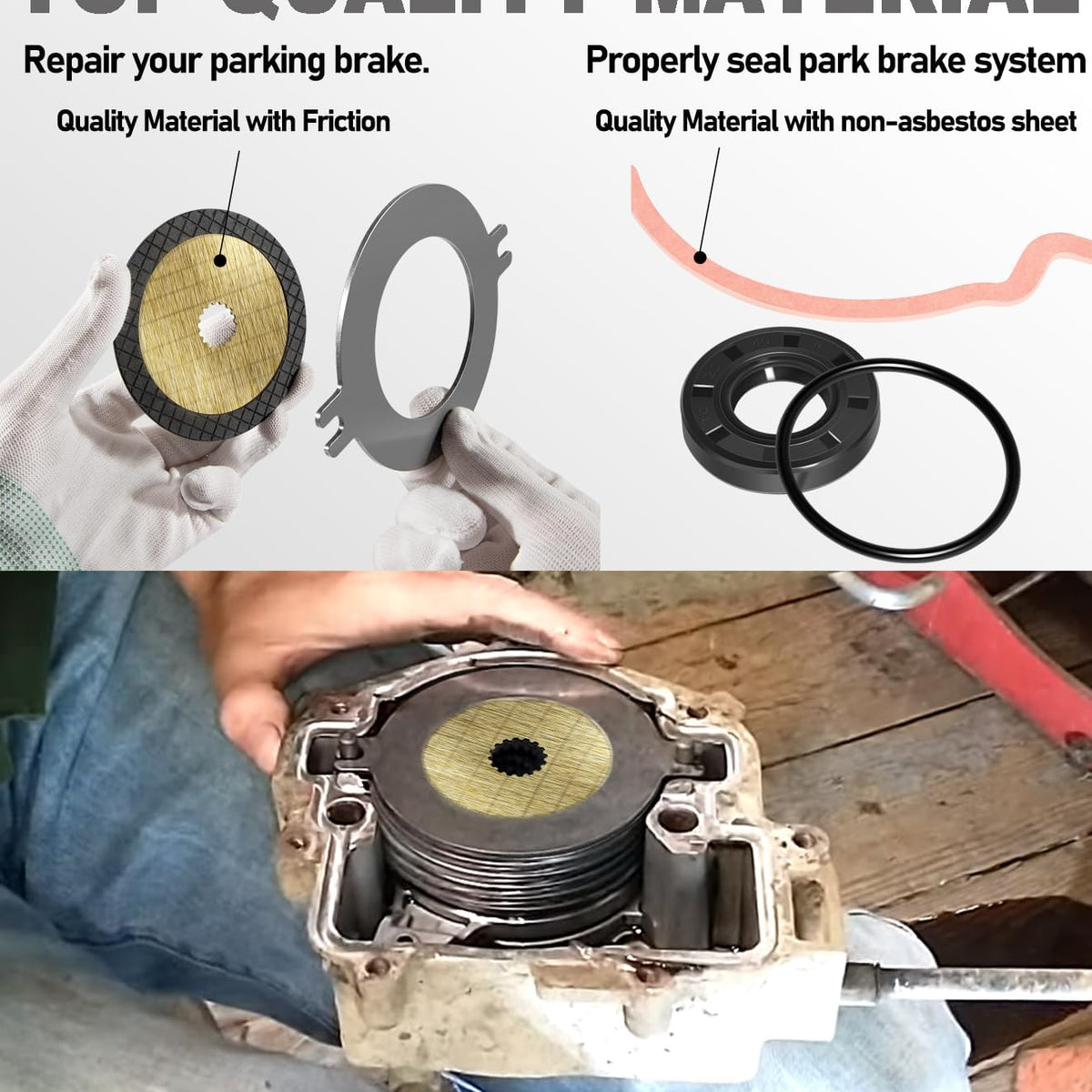 AM148465 Brake Kit Wet Park Brake Disk Kit & AM140806 Parking Brake Seal Kit for John Deere Gator XUV 625i 825i 855D 835M 865R Gator Utility Vehicles Wet Park Brake Disk And Seal Kit