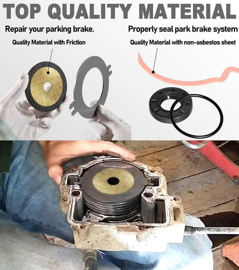 AM148465 Brake Kit Wet Park Brake Disk Kit & AM140806 Parking Brake Seal Kit for John Deere Gator XUV 625i 825i 855D 835M 865R Gator Utility Vehicles Wet Park Brake Disk And Seal Kit