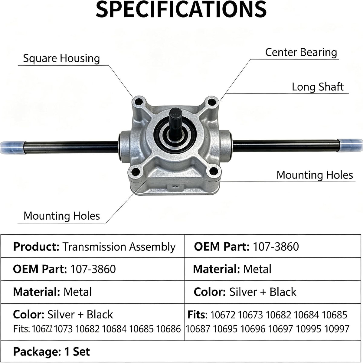107-3860 For Lawn Mower Transmission Front Wheel Drive Transmission Kit