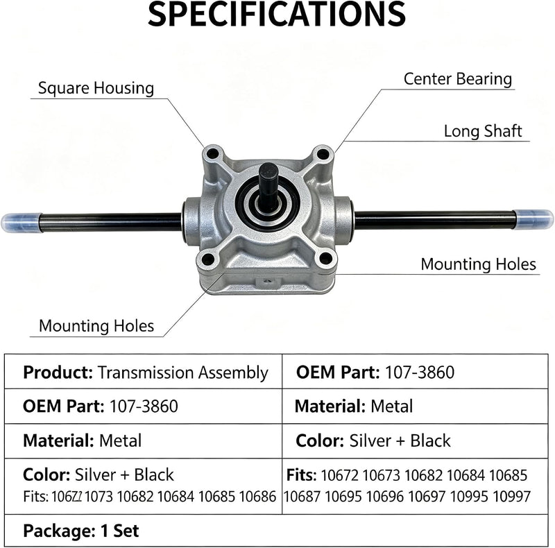 107-3860 For Lawn Mower Transmission Front Wheel Drive Transmission Kit