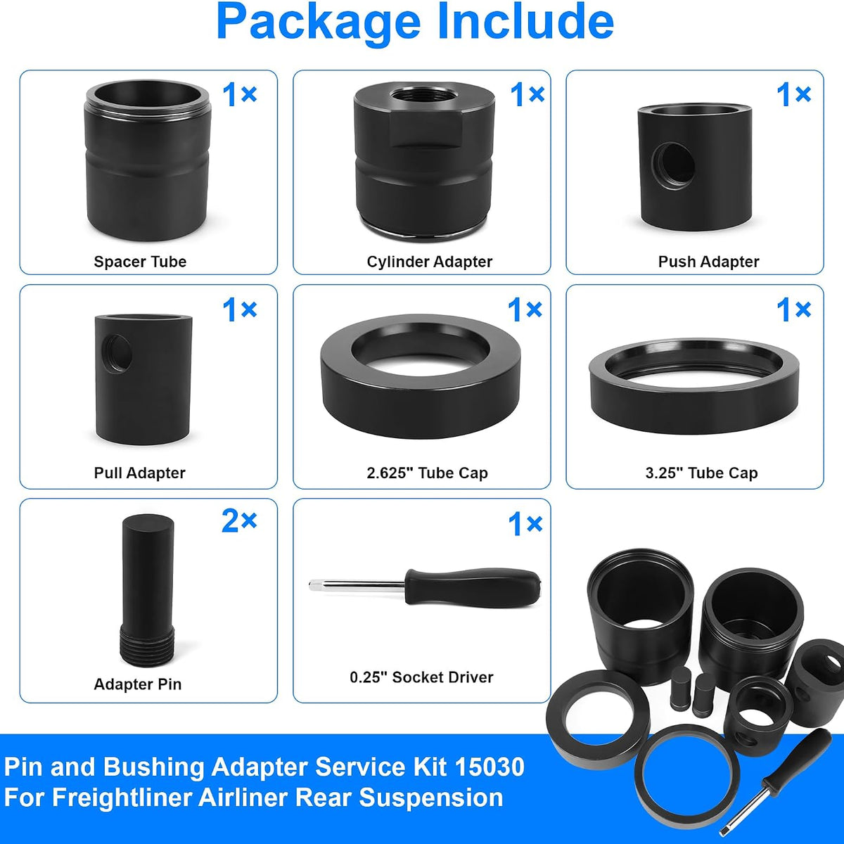 Pin and Bushing Adapter Service Kit 15030 for Heavy Duty Trucks & Equipment