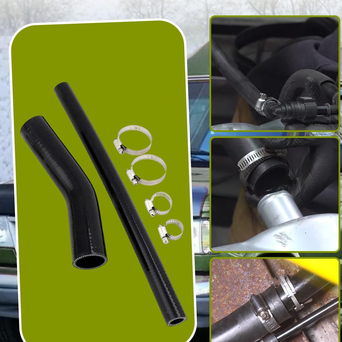 Fuel Tank Fill Neck & Vent Hose Kit for Ford Excursion Fits for Ford Excursion 2000-2005 Gas V8/V10 Only, Includes Fill Hose, Vent Hose & Clamps