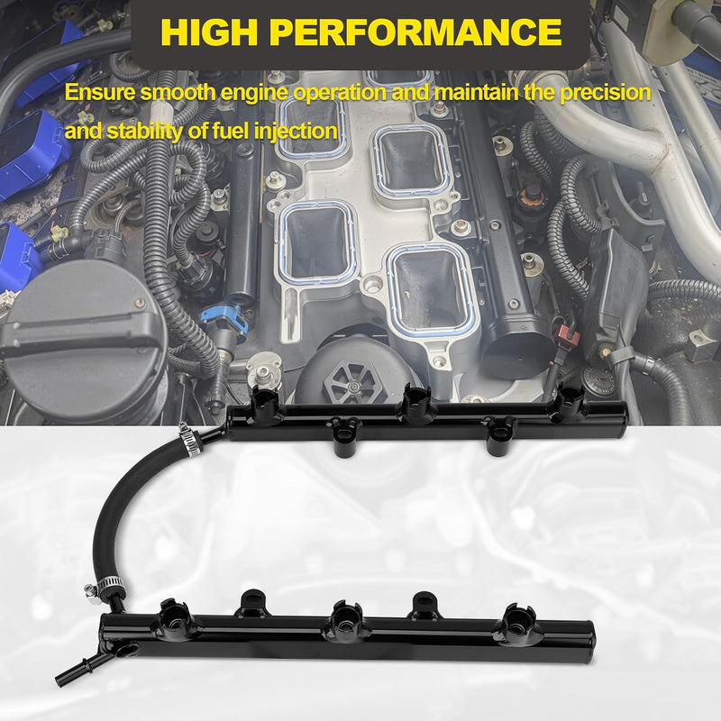 53034198AC Upgraded Full Aluminum Fuel Rail （Black）Compatible with Jeep Dodge Ram Chrysler 200 300 2011-2025 Grand Cherokee Challenger Charger Durango 2011-2014 Avenger 3.6L V6