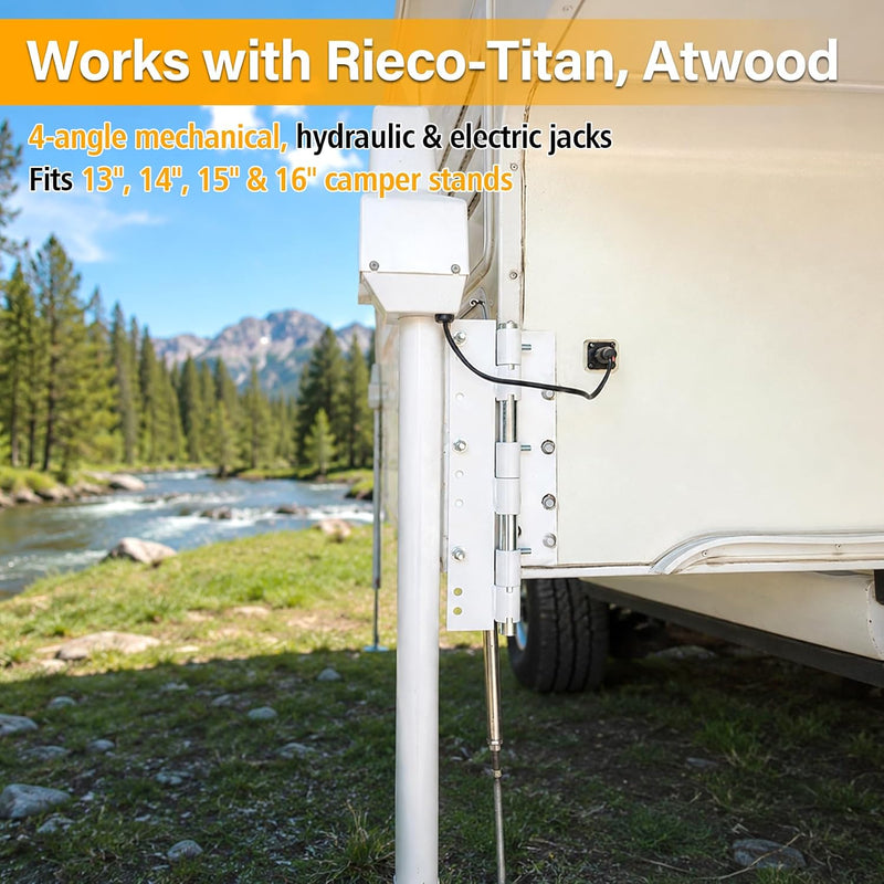 55721 Swing Away Brackets, Camper Jack Mount Extension Bracket, 2 Pack Fixes Dually Flatbed Fit Issues, Fits 13"-16" Camper Stands, Compatible with Rieco-Titan & Atwood 4 Angle Jacks