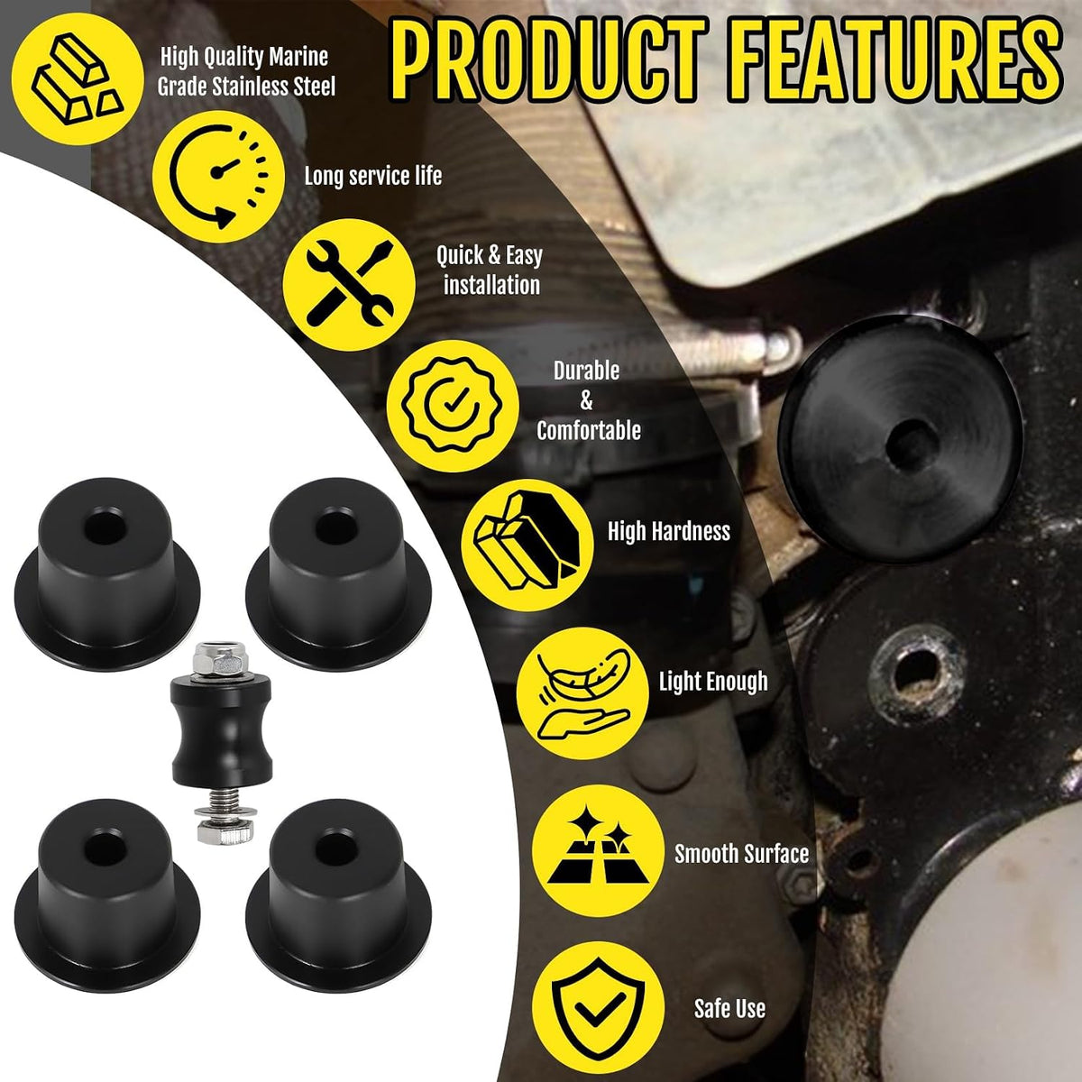 Solid Motor Mounts Kit for Can-Am Outlander Defender Renegade Replaces 707001169 707000949 Vibration Damper Mount