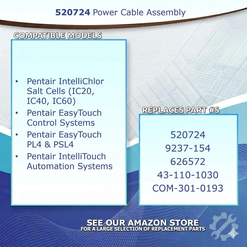 Replacement For Pentair 520724 IntelliChlor Power Cable Made In USA