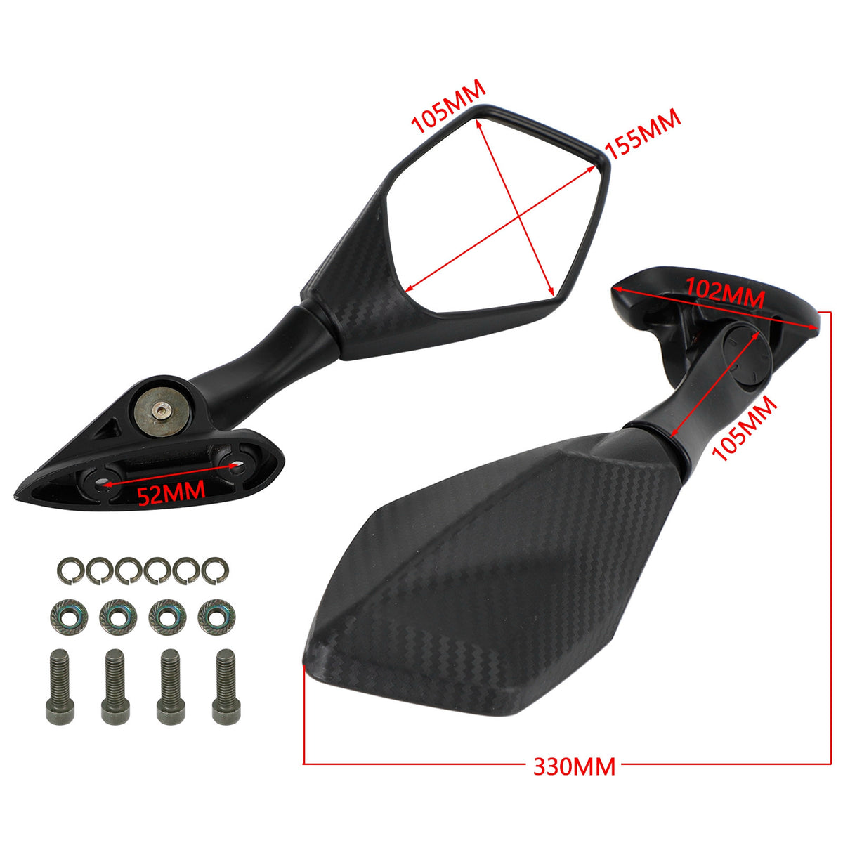 Yamaha YZF-R3 YZF R3 R25 ABS 2015-2021 Rearview Mirror Short Stem LH & RH