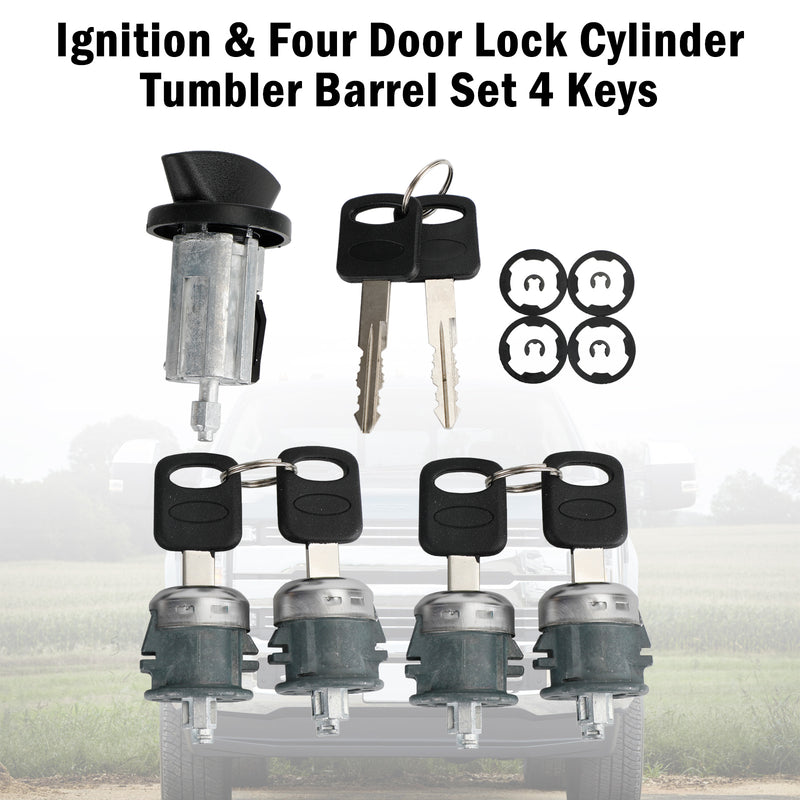 Ford Econoline Van 1997-2020 Ignition & Four Door Lock Cylinder Tumbler Barrel 4 Keys