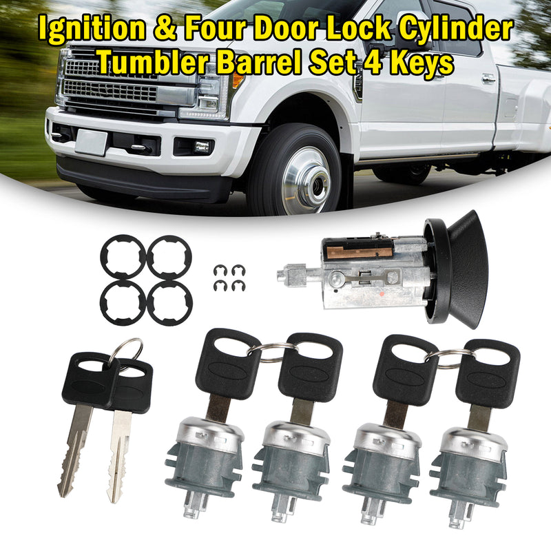 Ford E Series Van Ignition & Four Door Lock Cylinder Tumbler Barrel 4 Keys