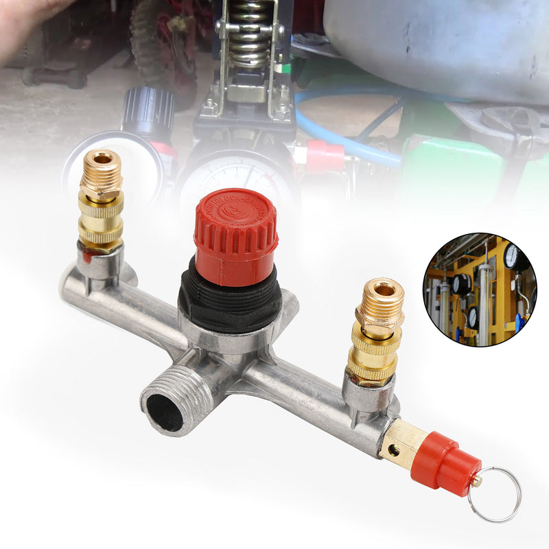 Air Compressor Pressure Valve Switch Control Manifold Regulator Gauges Tool