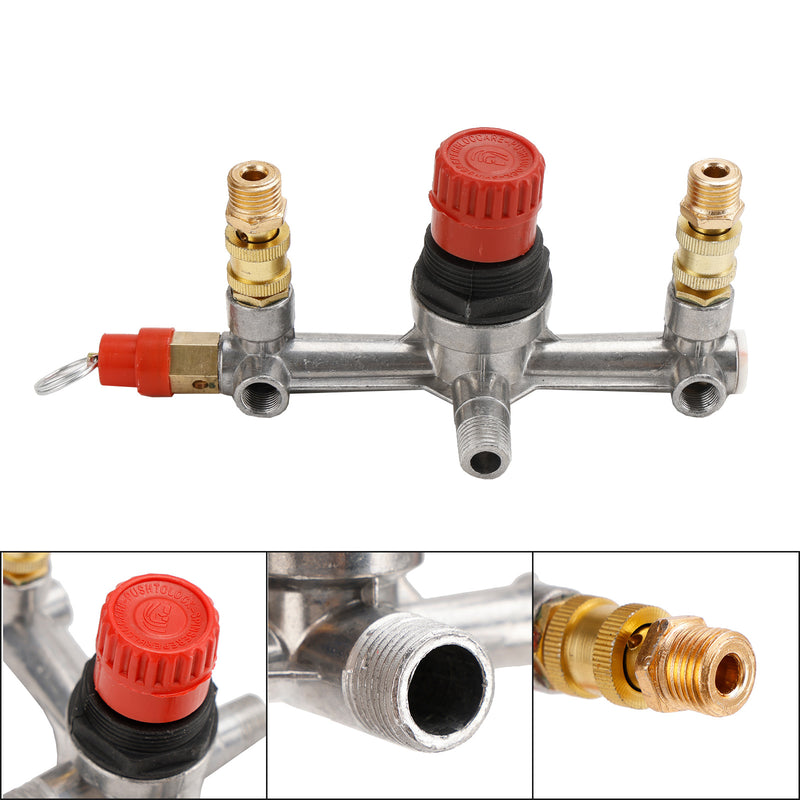 Air Compressor Pressure Valve Switch Control Manifold Regulator Gauges Tool