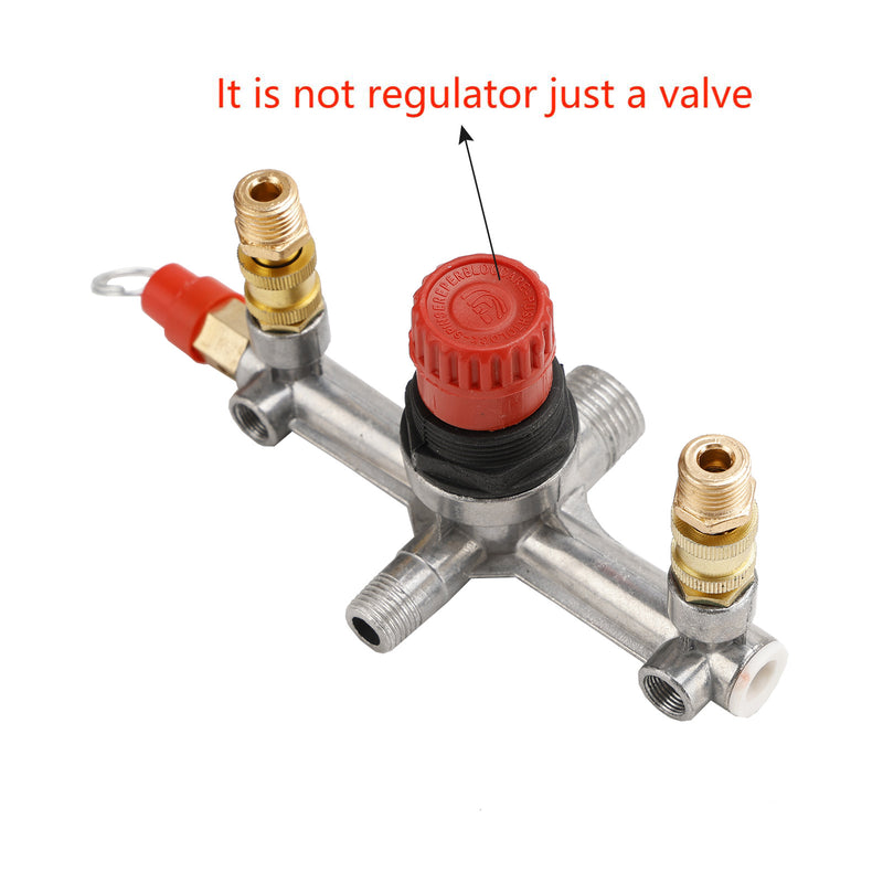 Air Compressor Pressure Valve Switch Control Manifold Regulator Gauges Tool