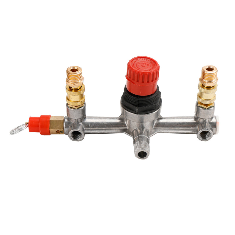 Air Compressor Pressure Valve Switch Control Manifold Regulator Gauges Tool