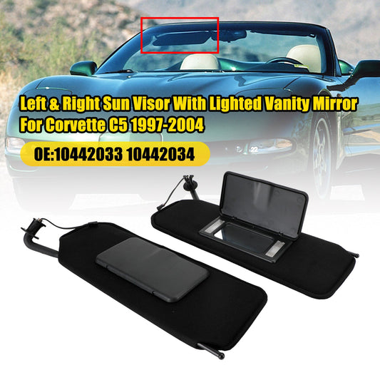 1997-2004 C5 Corvette F10442033 10442034 Left+Right Sun Visor Vanity Mirror C5 Black Sunvisor Shaded